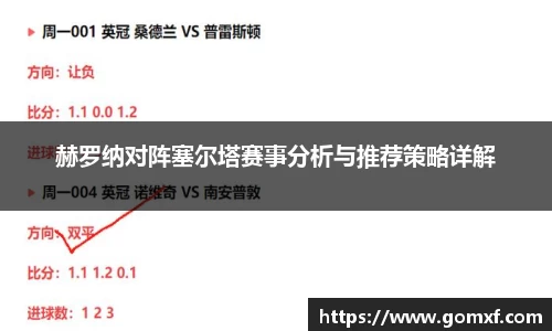 赫罗纳对阵塞尔塔赛事分析与推荐策略详解